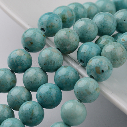 Chapelets de perles en fossiles naturelles teintées G-E328-6mm-21-1