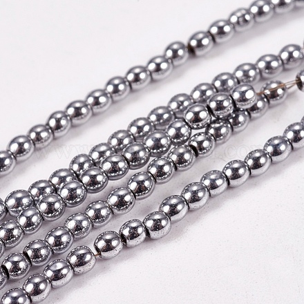 Chapelets de perles en hématite synthétique sans magnétiques X-G-J169A-2mm-02-1
