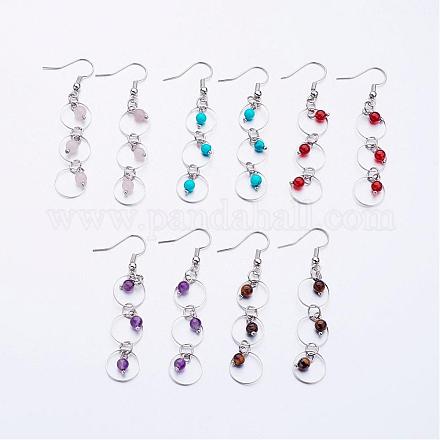 Gemstone Dangle Earrings EJEW-JE02205-1