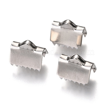 Unicraftale 304 Stainless Steel Ribbon Crimp Ends STAS-C018-22P-04-1