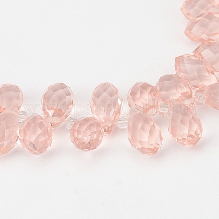 Brins de perles de verre en forme de larme à facettes GLAA-J068-01-1