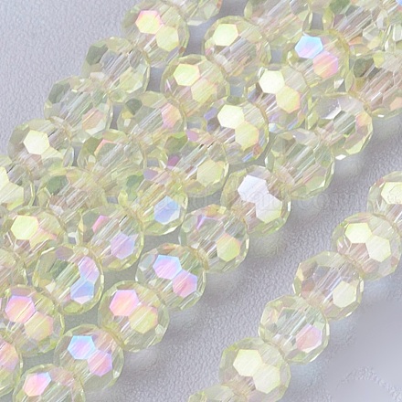 Fili di perline di vetro placcato colore sfaccettato (32 sfaccettatura) rotondo placcato ab X-EGLA-D021-70-1