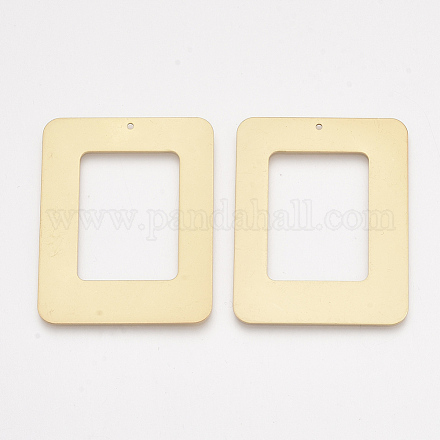 滑らかな表面の鉄のペンダント  カドミウムフリー＆鉛フリー  長方形  マットゴールドカラー  48x38x1mm  穴：1.2mm IFIN-T012-22-RS-1