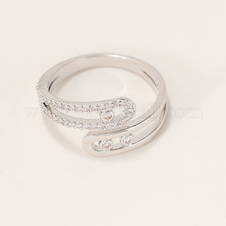 Латунные кольца-манжеты с микропаве и прозрачным цирконием для женщин NQ2176-1-1