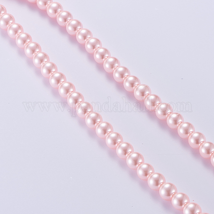 Hebras de cuentas redondas de perlas de vidrio teñidas ecológicas X-HY-A008-6mm-WH007-1