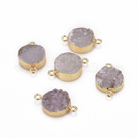 Natural Drusy Agate Flat Round Links connectors G-P090-22-1