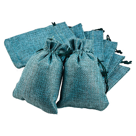 Benecreat黄麻布包装ポーチ巾着袋  ミディアムシーグリーン  14x10cm ABAG-BC0001-14x10-01-1