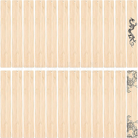 BENECREAT 24Pcs Blank Bamboo Bookmark Rectangle Bamboo Tags 2mm Thick Unfinished Wood Hanging Tags with Holes for Engraving Painting DIY FIND-BC0003-45B-1