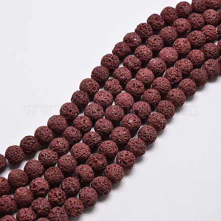Natural Lava Rock Round Bead Strands X-G-I124-6mm-06-1