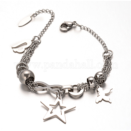 304 Stainless Steel Charm Bracelets BJEW-H458-33-1