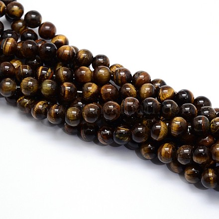 Grade ab naturelle perles rondesoeil de tigre brins G-YW0001-58B-1