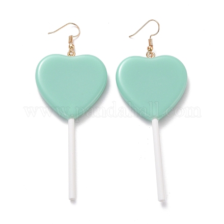 Heart-shape Lollipop Dangle Earrings for Women EJEW-Z015-04C-1