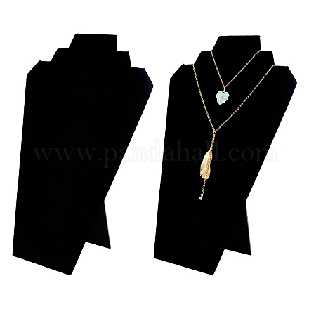 Fingerinspire 2 pcs noir velours bijoux collier présentoir 12 pouces hauteur 3d buste mannequin modèle collier présentoir bijoux chaîne organisateur bijoux pendentif rack de stockage pour les spectacles NDIS-WH0010-15-1
