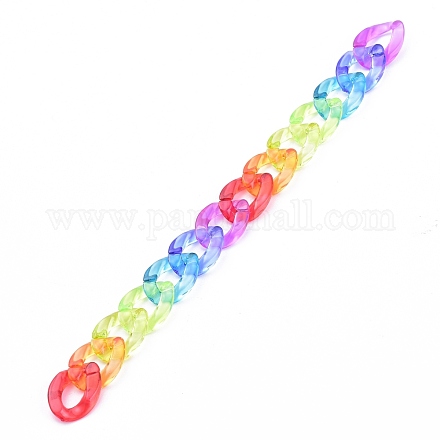 Catene di cordoli in acrilico trasparente fatte a mano arcobaleno AJEW-JB00834-1