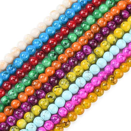 Baking Painted Glass Round Bead Strands DGLA-Q019-8mm-M-1