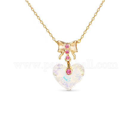 Shegrace – collier avec pendentif en forme de cœur et nœud papillon en cristal autrichien pour fille JN08A-1
