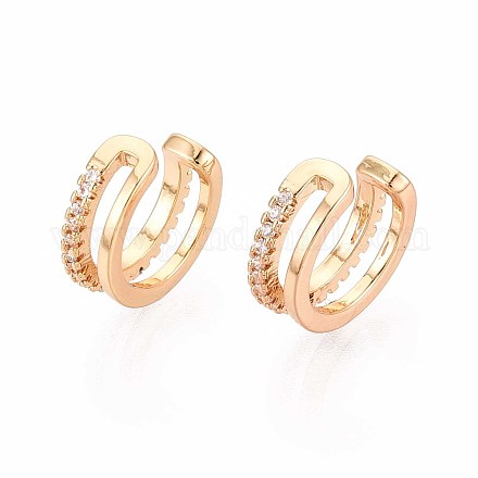 Латунные серьги-манжеты из прозрачного кубического циркония EJEW-T047-55G-1