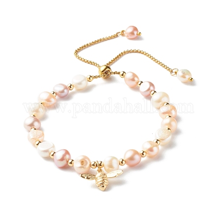 Bracelets réglables en perles de perles naturelles BJEW-JB06531-01-1