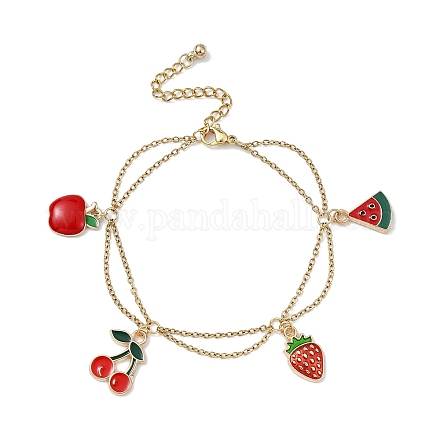 Bracelets à breloques en alliage d'émail de fruits BJEW-JB09894-01-1