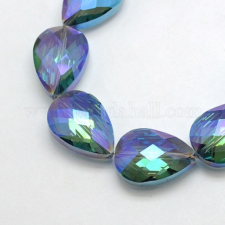 Electroplate Crystal Glass Teardrop Beads Strands EGLA-F067B-04-1