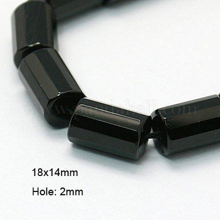 Natural Black Onyx Beads Strands G-E039-FC-18x14mm-1