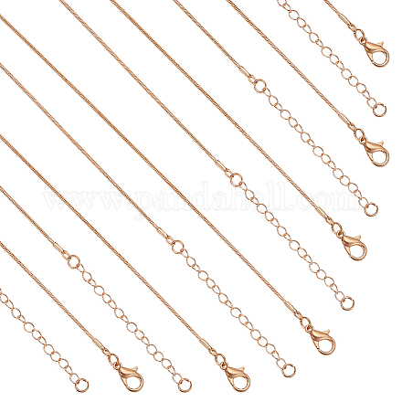 Nbeads 12Pcs 2 Style Brass Round Snake Chain Necklaces Set MAK-NB0001-17-1