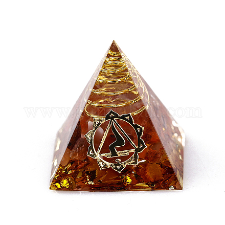 Chakra Pattern Orgonite Pyramid Resin Display Decorations G-PW0005-03C-1
