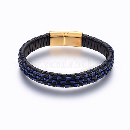 Leather Braided Cord Bracelets BJEW-E345-12C-1