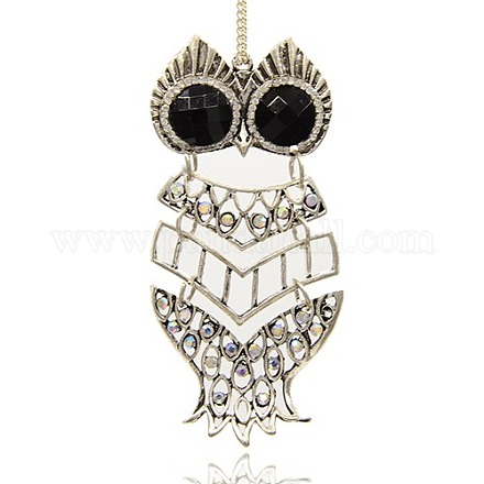 Antique Silver Alloy Owl Big Pendants ALRI-J037-28AS-1