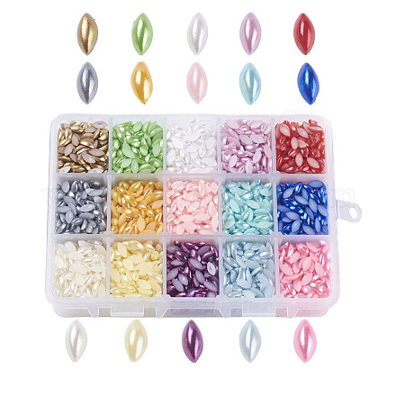 Cabochons en plastique imitation perle abs 15 couleurs SACR-JP0004-05-4x8mm-1