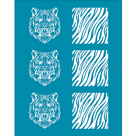 OLYCRAFT 4x5 Inch Clay Stencils Tiger Pattern Silk Screen Printing Stencils Tiger Stripes Reusable Non-Adhesive Transfer Stencils Mesh Stencils for Polymer Clay Jewelry Making DIY-WH0341-088-1