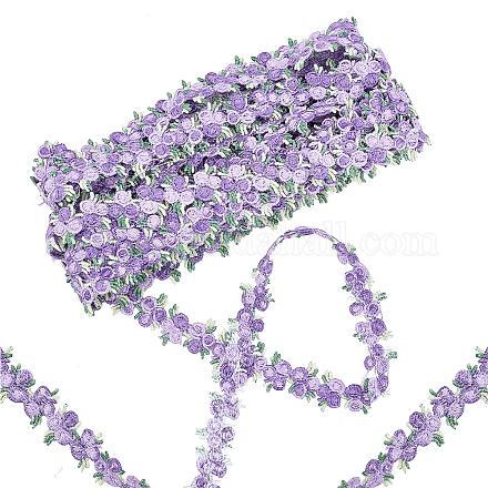 GORGECRAFT 5 Yards Flower Trim Ribbon Purple Flower DIY Lace Applique Sewing Craft Lace Edge Trim for Wedding Dresses Embellishment DIY Party Decor Clothes OCOR-GF0001-17C-1