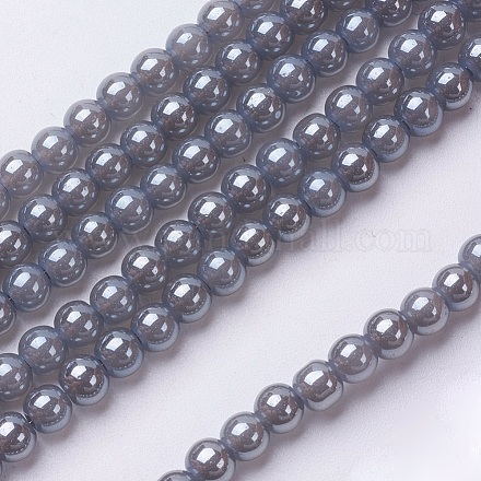 Electroplate Glass Beads Strands EGLA-J011-4mm-F02-1