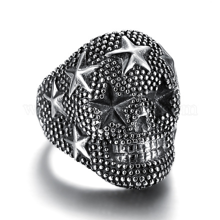 Массивное широкополосное кольцо с черепом и звездой GUQI-PW0001-229E-01-1