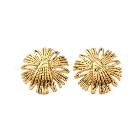 Серьги-гвоздики в форме цветка из нержавеющей стали 304 с ионным покрытием (IP) EJEW-Z068-04G-1