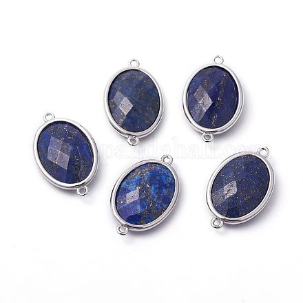 Connecteurs lapis lazuli en laiton ton platine G-F339-B09-1