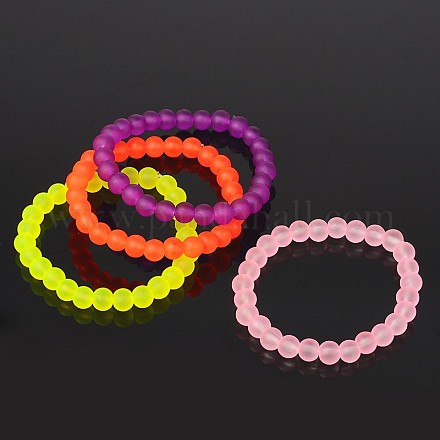 Bracelets pour enfants en perles de verre givré extensibles pour la journée des enfants BJEW-JB01768-1