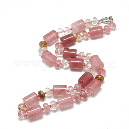 Collane di perle di vetro di quarzo ciliegio NJEW-S392-04-1