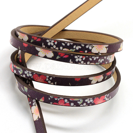 Flower Printed Imitation Leather Cords X-LC-R010-22A-1