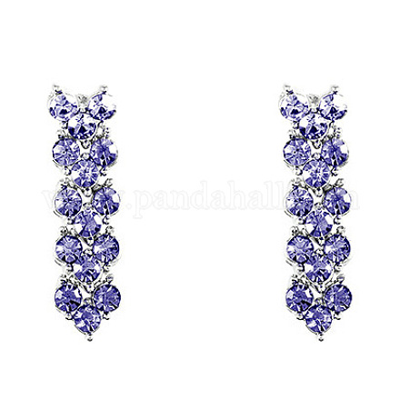 18K Real Platinum Plated Alloy Austrian Crystal Cluster Stud Earrings EJEW-DD0001-38C-1