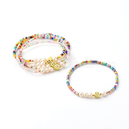 Bracelets stretch avec perles en verre X-BJEW-JB06414-1