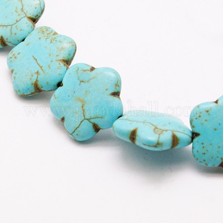 Flower Synthetic Turquoise Beads Strands TURQ-I021-20mm-01-1