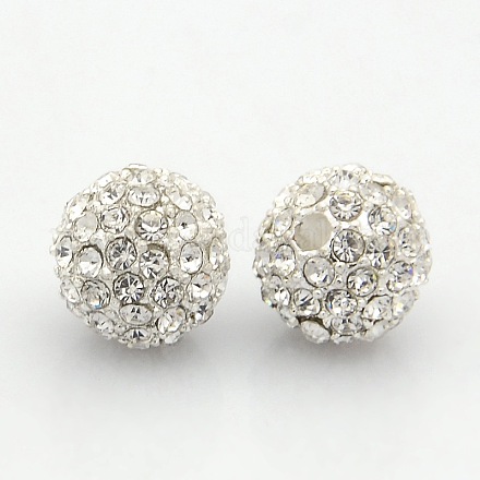 Silver Color Plated Alloy Grade A Rhinestone Beads RB-J298-10mm-01S-1
