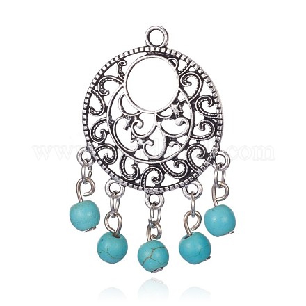 Synthetic Turquoise Pendants PALLOY-G121-01AS-1