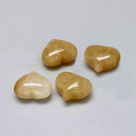 Piedra de palma de corazón de aventurina amarilla natural G-F637-11C-1