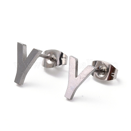 304 Stainless Steel Greek Alphabet Stud Earrings STAS-D007-07P-20-1