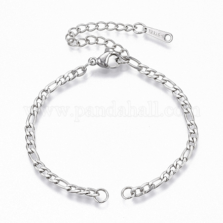 304 fabricación de pulseras de cadena figaro de acero inoxidable STAS-S105-JN962-1-1
