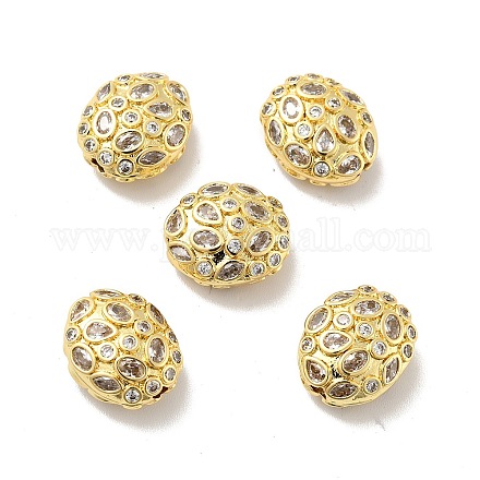 Овальные латунные микро проложить кубического циркония бусы KK-G419-16G-02-1