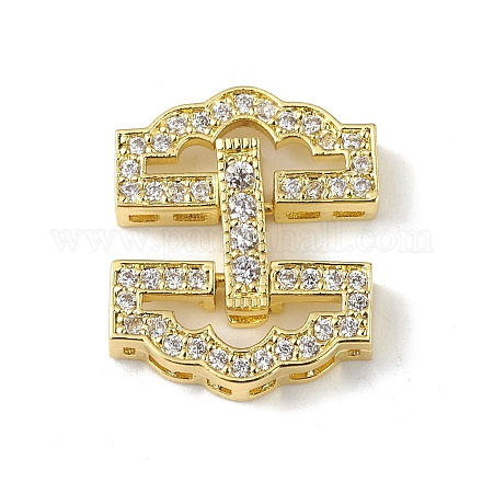 Rack Plating Brass Micro Pave Clear Cubic Zirconia Watch Band Clasps KK-C019-24G-1
