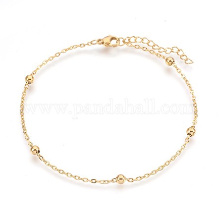 Placage ionique (ip) 304 bracelets de cheville en acier inoxydable AJEW-P069-03G-1